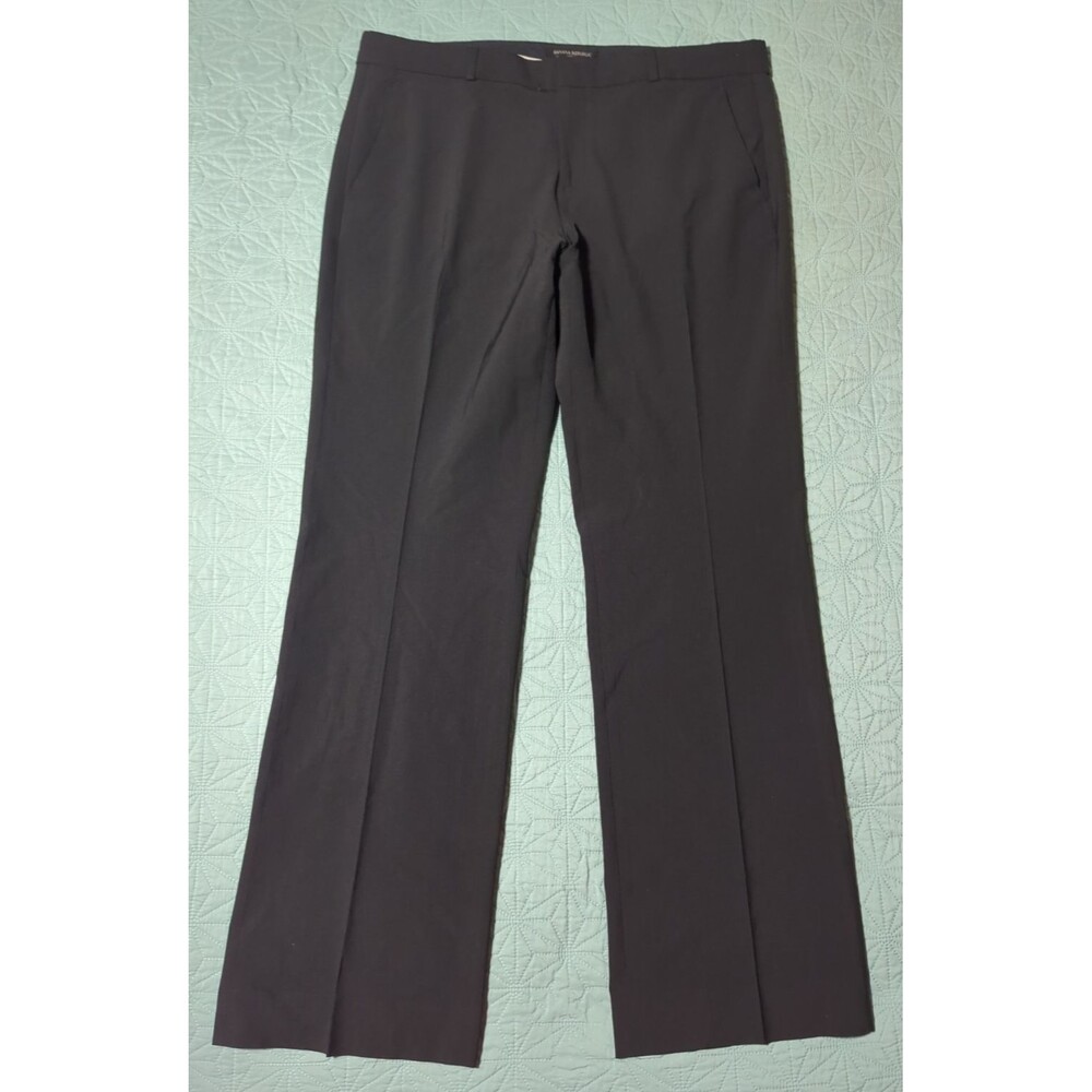 Banana Republic Logan Sz 10 Black Straight Leg Trousers Ital. Wool Machine Wash
